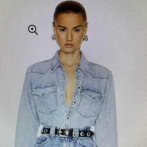 KHAITE Light Blue Denim Shirt (Washed Blue)